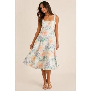 Lulus Sunny Posture Light Mint Floral Sleeveless Midi Dress XL